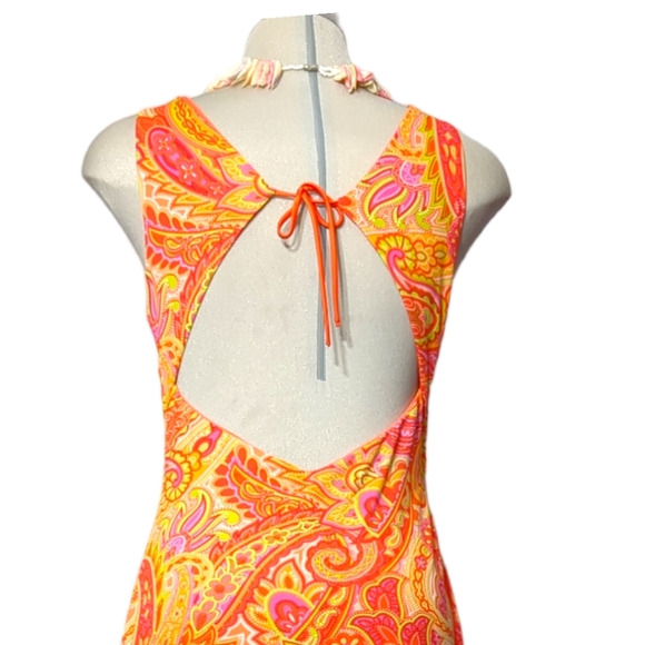 Scene SIZE 4 orange made in Canada maxi dress paisley pattern - Picture 8 of 14